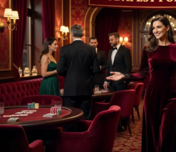 Póker házigazda üdvözli a vendégeket egy elegáns budapesti étteremben
