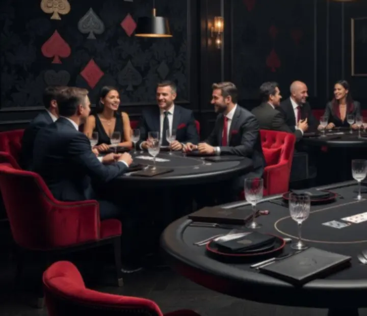 Prémium póker est elegáns budapesti étteremben, félhomályos lounge hangulattal